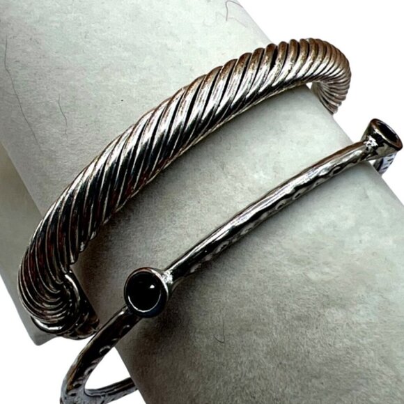 Silver Tone Black Onyx Necklace & Rhinestone Bracelets Set.   M54 - Picture 13 of 16